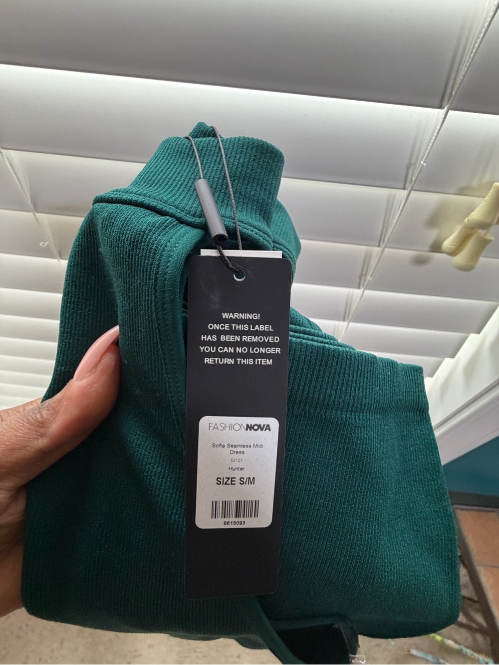 Fashion Nova Hunter Green mock neck ribbed dress size s/m